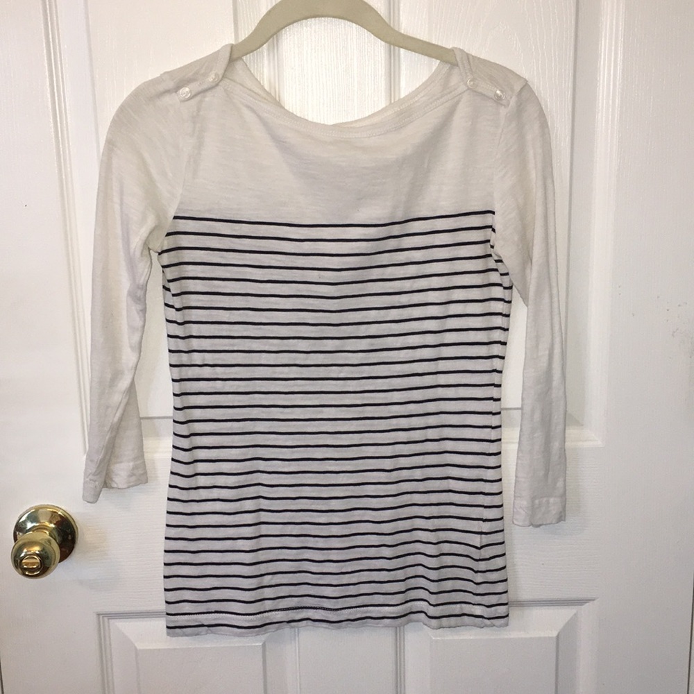navy and white striped shirt